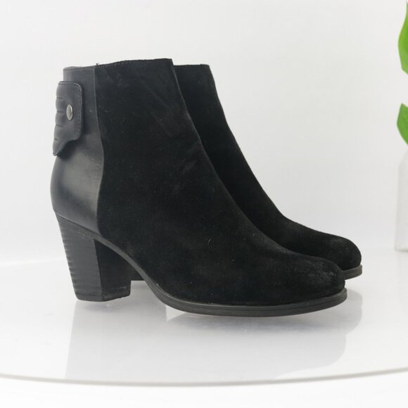 Clarks Womens Palma Rylie Boot Size 7.5 Black Suede Leather Block Heel Bootie - Picture 13 of 13